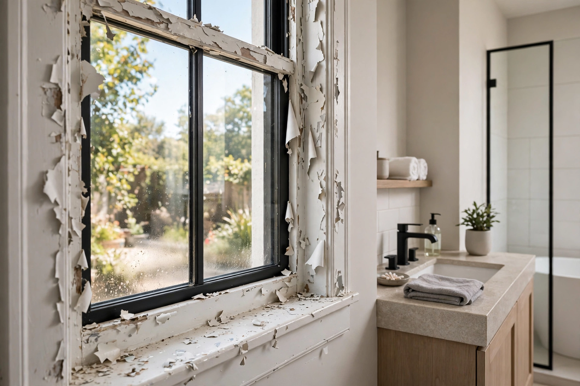 Why Does Fresh Paint Peel Around Bathroom Windows Despite Using Moisture-Resistant Products?